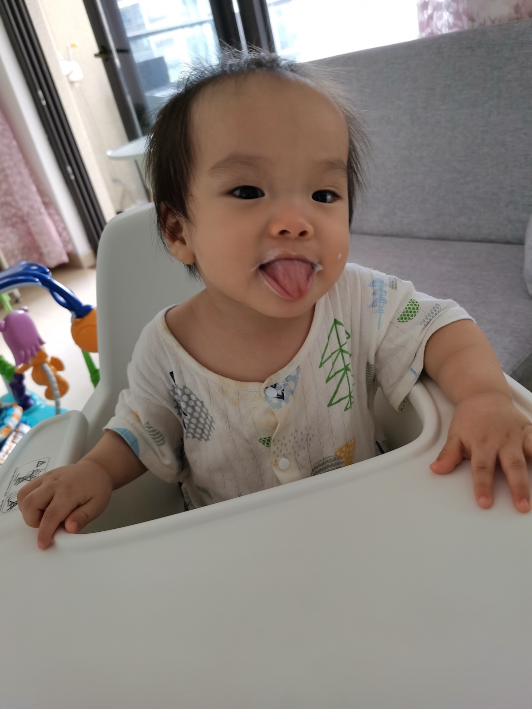 Cocoa Bean is eating yoghurt