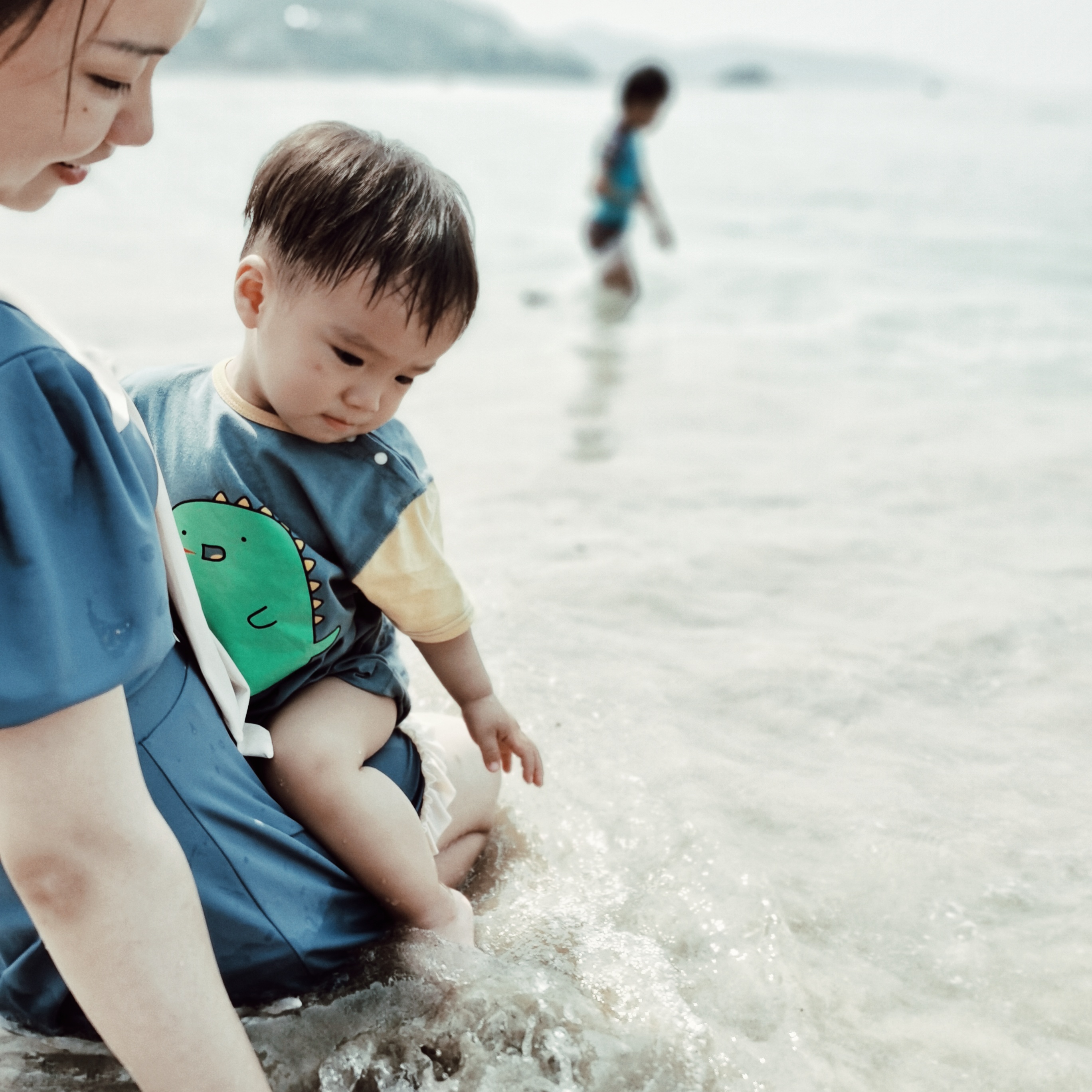 Cocoa Bean is playing at the beach.
