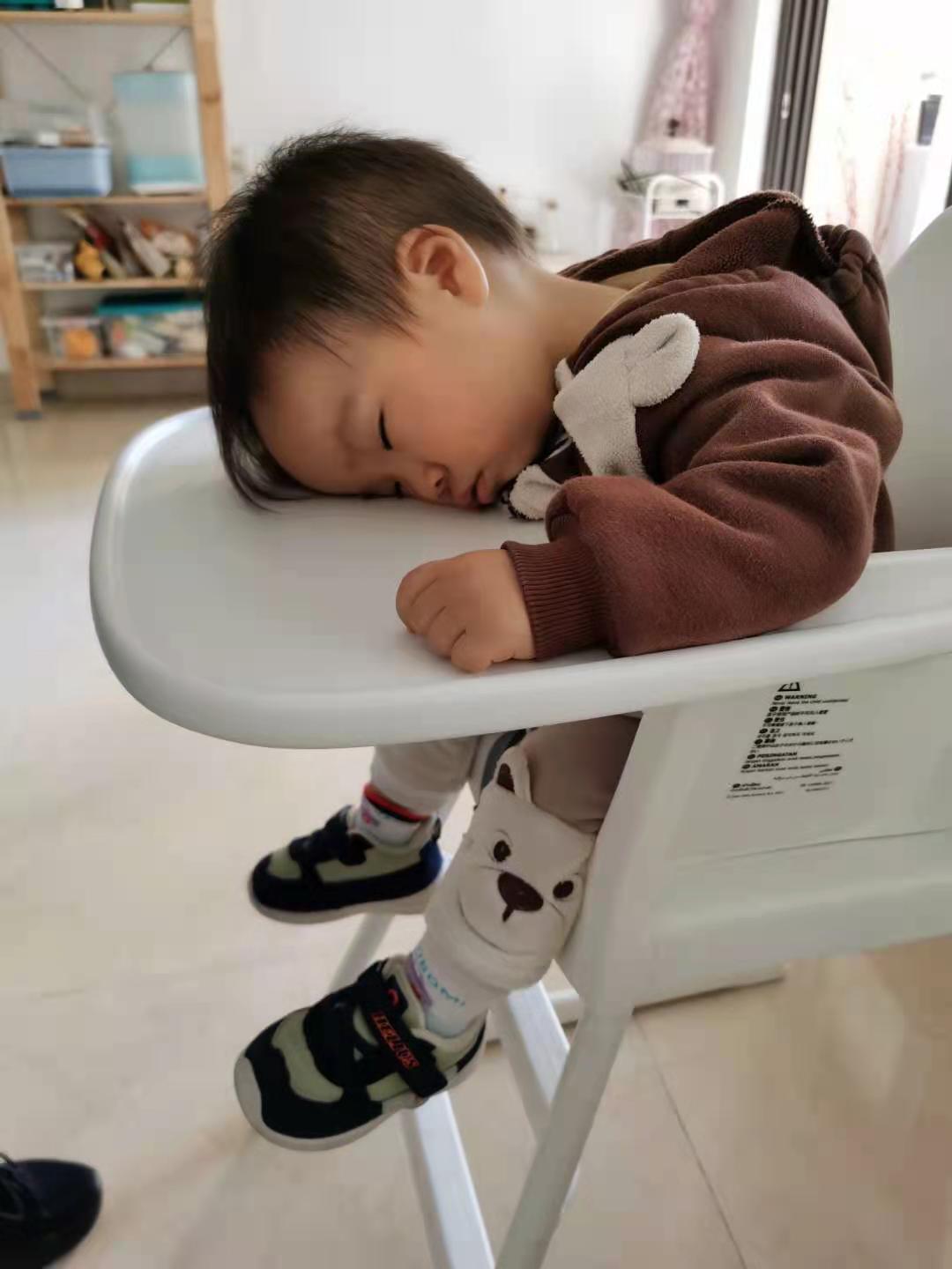 Cocoa Bean fell asleep when eating.