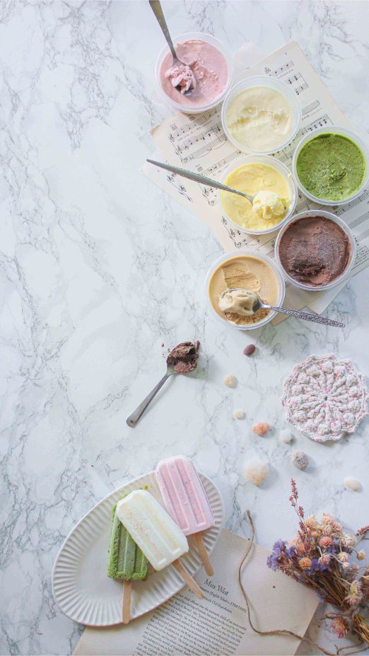 Milk, Green Tea, Coffee, Lemon, Chocolate Ice Cream by Kexin